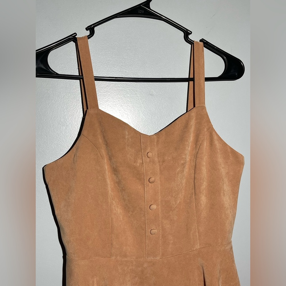Elegant Tan Sleeveless Dress - Picture 2 of 10